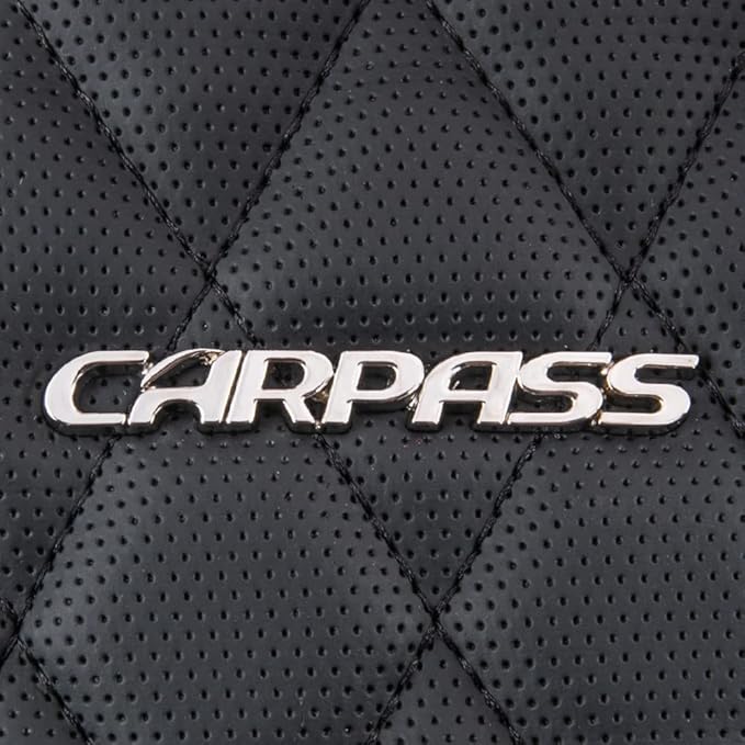 CAR PASS Nappa Leather Seat Covers Front,Black Diamond Bling Car Seat Covers Front Seats Luxury Padded Waterproof,Universal F