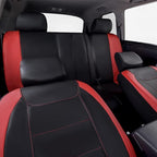 Flying Banner car seat Covers Protects Water Proof Faux Leather Carbon Fiber Front and Rear Bench (Red Black, Full Set - 9PCS