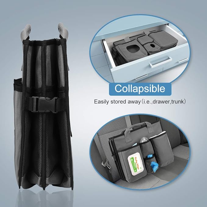 Collapsible Trunk Organizer & Diaper Changing Station, Baby Diaper Caddy Organizer with Movable Dividers, Easy-to-Reach for