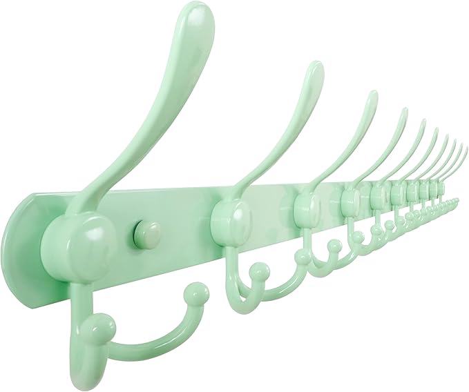 Dseap Coat Rack Wall Mount - 38” Long 10-Tri-Hooks Heavy Duty Coat Hanger Rail Wall Hooks for Hanging Coats Hats Clothing Clo