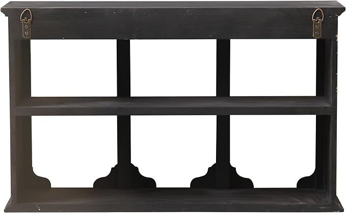 SOFE Distressed Black Floating Shelf with Carved Accents, 3-Tier Wall Shelving Unit, 24 Inch Long Farmhouse Decorative Wooden