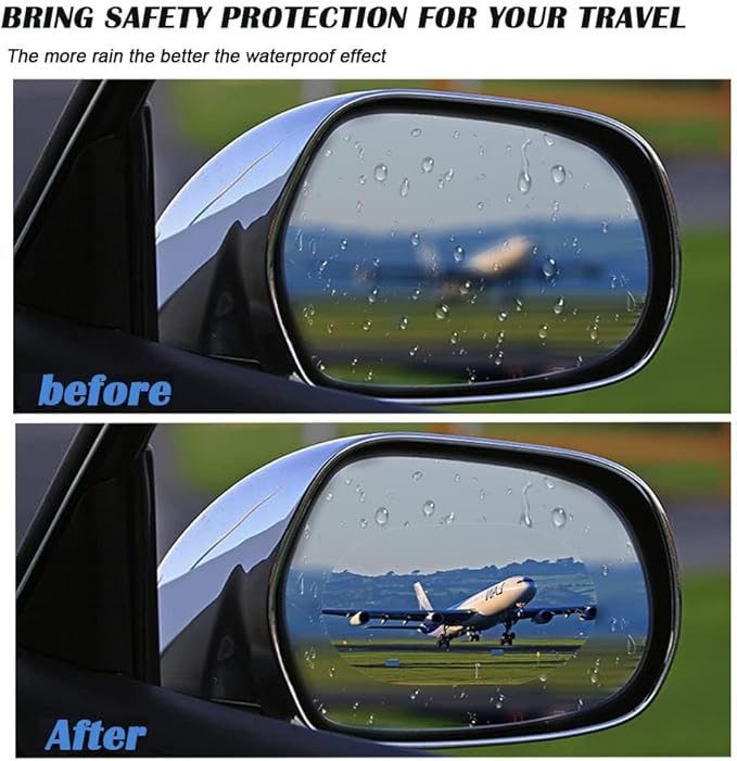 4PCS Waterproof Car Window Film for Rain, Car Rearview Mirror Protective Film, Hd Clear Waterproof Film Wing Mirror, Car Anti Fog for Universal Cars Side Windows (Blue Film,15 * 10cm)