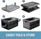 CleverMade Collapsible Storage Bins 32L 3 Pack – Heavy Duty Foldable Storage Bins with Built-In Handles for Garage Storage an