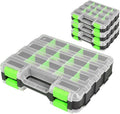 Jack Boss Tool Box with Transparent Lid, Double Side 34-Compartments Organizer Box with Removable Dividers for Hardware, Scre