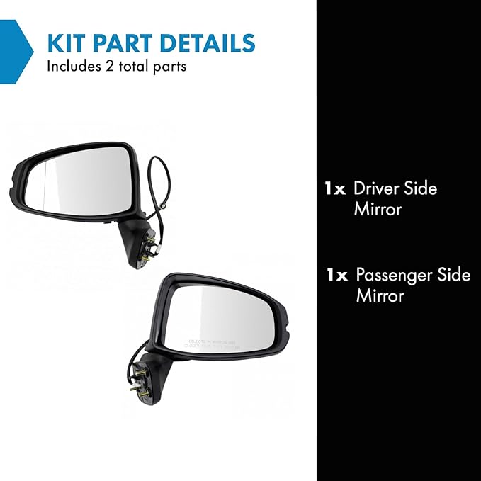 TRQ Driver & Passenger Side Power Mirror Set Paint to Match Compatible with 2015-2018 Honda Fit LX/Sport HO1320332 HO1321332