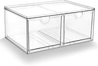 Prsildan Stackable Clear Makeup Organizer Acrylic Storage Drawers with 2 Drawers for Vanity Bathroom Office Desk Modular Draw