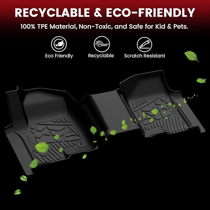 LASFIT Floor Mat for Ford F-150 2015-2026 Regular Cab(Bench Seat, Carpet Floor) All Weather Portector TPE Waterproof Truck Liner for Ford F150 Standard Cab-1st Row Black
