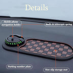 4-in-1 Multi-Functional Support Anti-Slip Pad, 360° Rotating Car Phone Holder Pad with Temporary Parking Number Plate, All-in