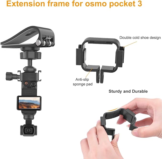 Pocket 3 Car Mount, 360° Adjustable Car Sun Visor Mount Compatible with Insta360 X5 X4 X3, GoPro Hero 13 12 11 10 9 8 7 6 5 Black, DJI Osmo Pocket 3 Action 5 pro/4/3, AKASO and More Action Cameras