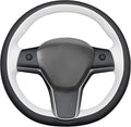 MEWANT Hand Stitched Real Leather Steering Wheel Cover for Tesla Model 3 2017-2023 / Model Y 2020-2023 for Tesla Model 3/Y Accessories(3D Style)