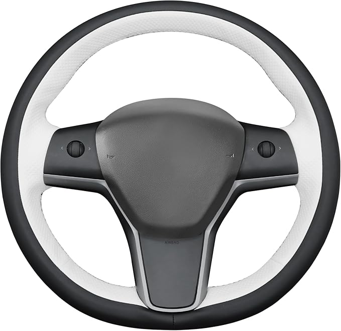 MEWANT Tesla Model 3/Model Y Hand Stitched Steering Wheel Cover for Tesla Model 3 2017-2023 / Model Y 2020-2023 for Tesla Model 3/Y Accessories(3D Style)