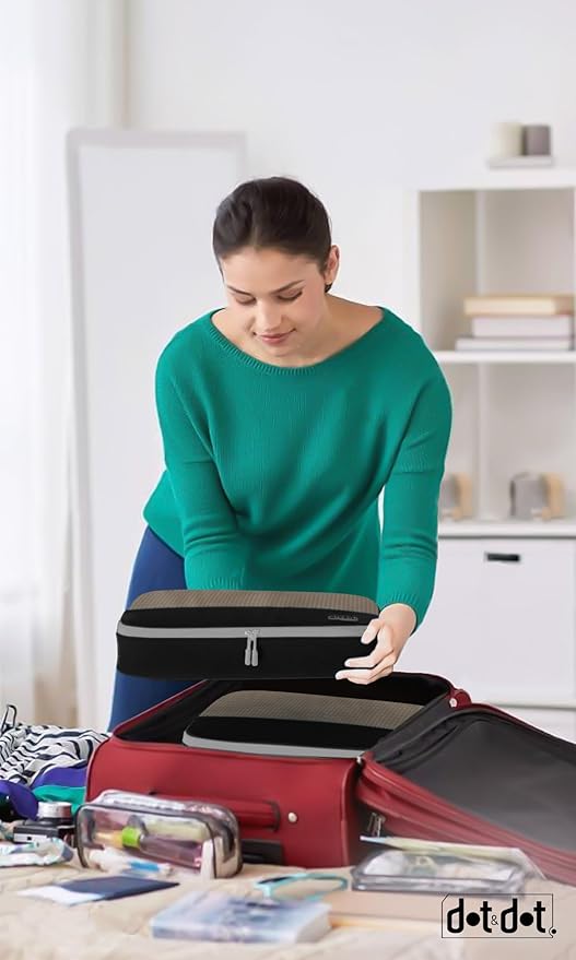 Dot&Dot Large Packing Cubes for Travel - Durable Mesh & Honeycomb Fabric Suitcase Organizer with Zipper Closure, Lightweight 