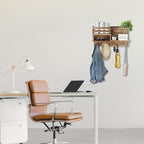 Key Holder Wall Mount, Solid Wood Key and Mail Organizer for Wall(Self Adhesive or Drill), 8 Hooks Key Rack for Entryway Hall