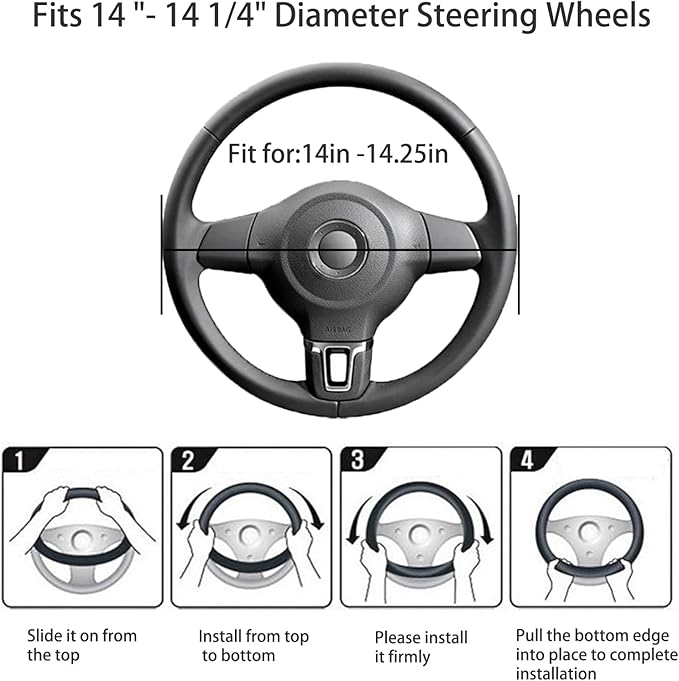 Black Genuine Leather Car Steering Wheel Cover Men Women,Cowhide Wheel Cover,Soft,Breathable,Anti-Slip,Luxury Steering Wheel 