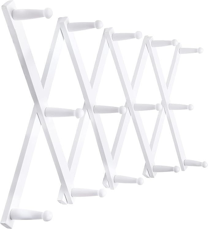 SKOLOO Hat Rack for Wall with 14 Hooks, Solid Wooden, Modern, Expandable Coat Rack Wall Mount for Coats, Hats, Bags, Baseball