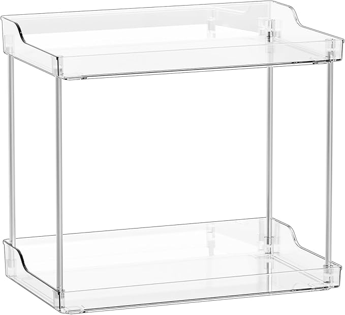 Yieach Clear Acrylic Bathroom Counter Organizers and Storage Tray, 2 Tier Makeup,Perfume,Skincare Organizer Shelf & Vanity St