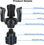 Car Cup Holder Expander, Large Cup Holder Adapter for Car, Water Bottle Holder Extender, Adjustable Drink Holder for Car Fits Yeti, Hydro Flask 24/32oz, Black