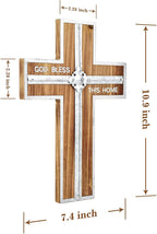 Wall Cross Retro Catholic Wooden Hanging Crosses Baptism with Metal Spiritual Religious Cross with Hook Silver Edge Blessed L