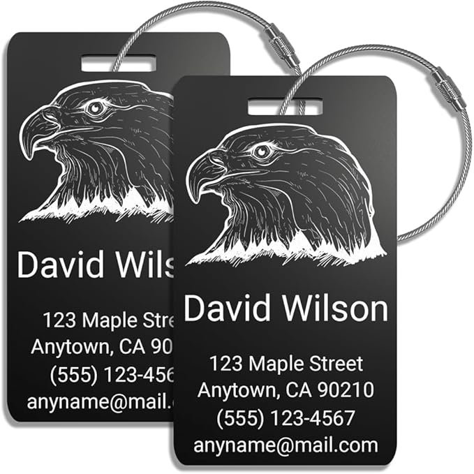 Personalized Luggage Tags for Suitcases – Custom Metal Name Tag for Travel, Golf Bag, and Baggage – Durable Aluminum Luggage 