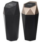 Car Trash Can Bin,Small Garbage Can with Lid,Automotive Cup Holder Mini Cars Trashcan,Portable Car Door Trash Cans,Vehicle Essentials Gadgets Dustbin (2Pcs, Black and Glod)