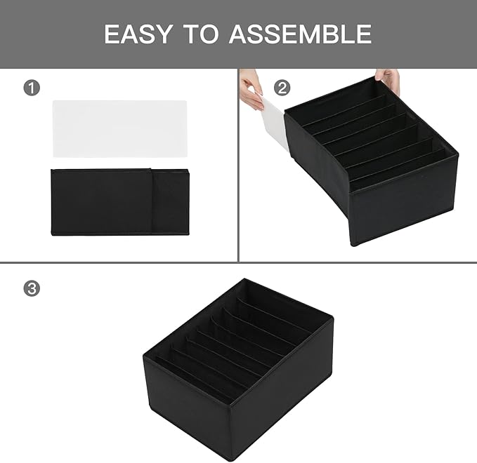 Qozary 4 Pack Drawer Organizers for Clothing, 8 Grids Foldable Closet Organizers and Storage Bins for Bedroom, Dresser Organi
