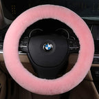 OGLAND Natural Fur Wool Sheepskin car Steering Wheel Cover,Protector for Universal Steering Wheel 15 Inchs, Anti-Slip,Comfort