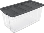 Sterilite 12-Pack Modular Stacker Box, Durable Clear Plastic Storage Bins with Latching Lids, 200 Quart - Stackable Organizin