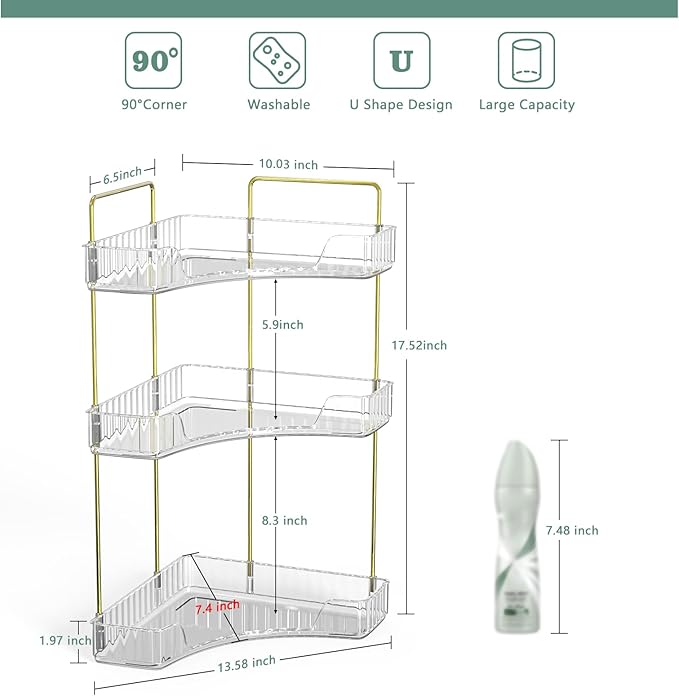 Webetop Corner Bathroom Counter Organizer 3 Tier Bathroom Countertop Organizers Shelf Makeup Organizer for Vanity Perfume Tra