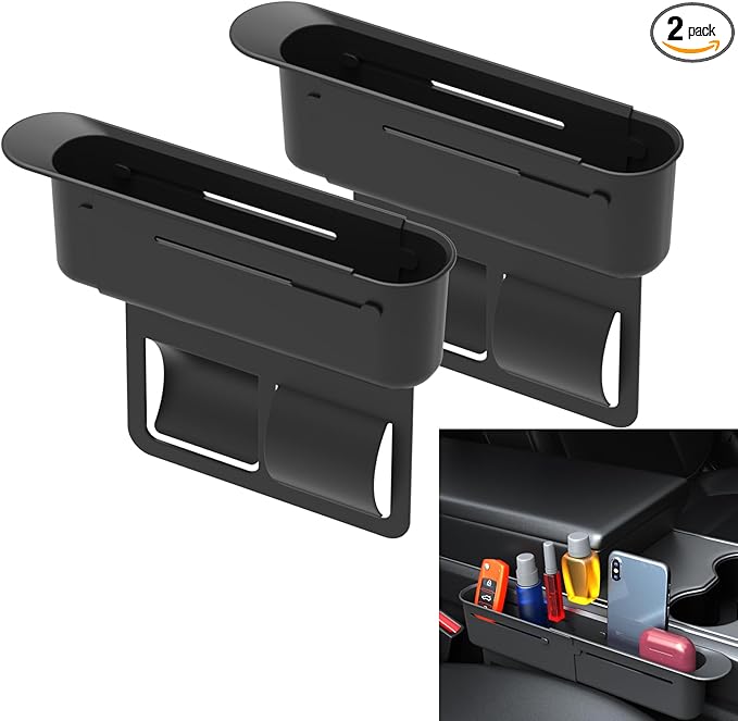 Car Seat Gap Filler 2Pack,Car Seats Side Inserts Organizer Guard Between Seat & Console Catcher Fillers Stop Things from Dropping (Black)