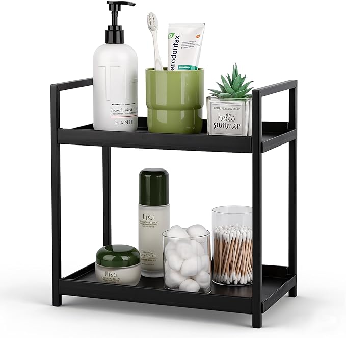 Anyoifax Bathroom Counter Organizer 2 Tier Vanity Storage Countertop Shelf Makeup Organizer Perfume Tray Skincare Holder for 