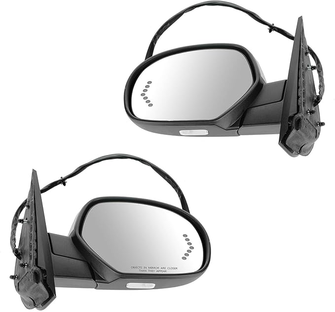 TRQ 2 Piece Driver and Passenger Side Mirror Assembly Set Electric Adjustment Heated Memory Chrome Compatible with 2007-2008 