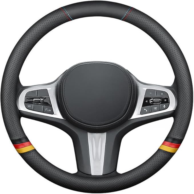 New Nappa Leather Car Steering Wheel Cover, Comfortable, Non-Slip, Sporty Style.for BMW Car Steering Wheel Covers.Black Yello