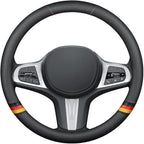 New Nappa Leather Car Steering Wheel Cover, Comfortable, Non-Slip, Sporty Style.for BMW Car Steering Wheel Covers.Black Yello
