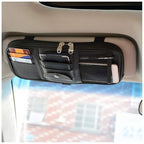 Car Sun Visor Organizer Bag,PU leather Universal Auto Interior Accessories Pocket Organizer,Multi-Function Registration and Document Holder Pouch,Sunglasses Ticket Documents Pen Card Holder (Black)