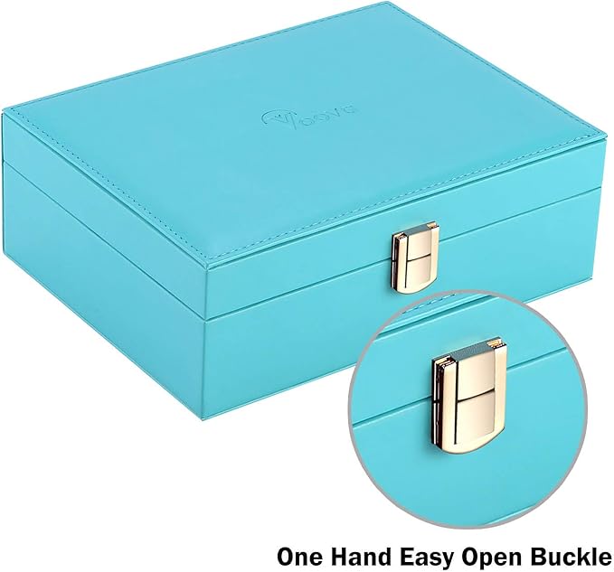 Voova Jewelry Box Organizer for Women Girls, 2 Layer Large Men Jewelry Storage Case, PU Leather Display Jewellery Holder with