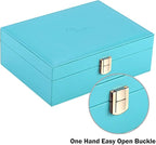 Voova Jewelry Box Organizer for Women Girls, 2 Layer Large Men Jewelry Storage Case, PU Leather Display Jewellery Holder with