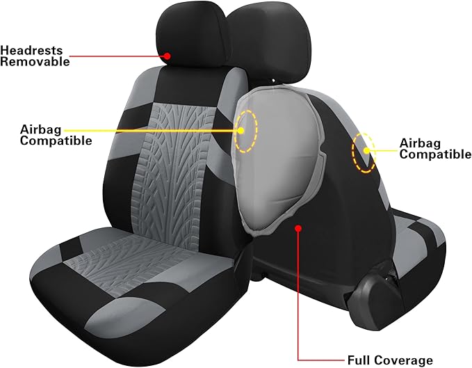 Pariitadin Car Seat Covers Full Set, Washable and Breathable Premium Cloth Automotive Vehicle Seat Cover for Car Interior, Un