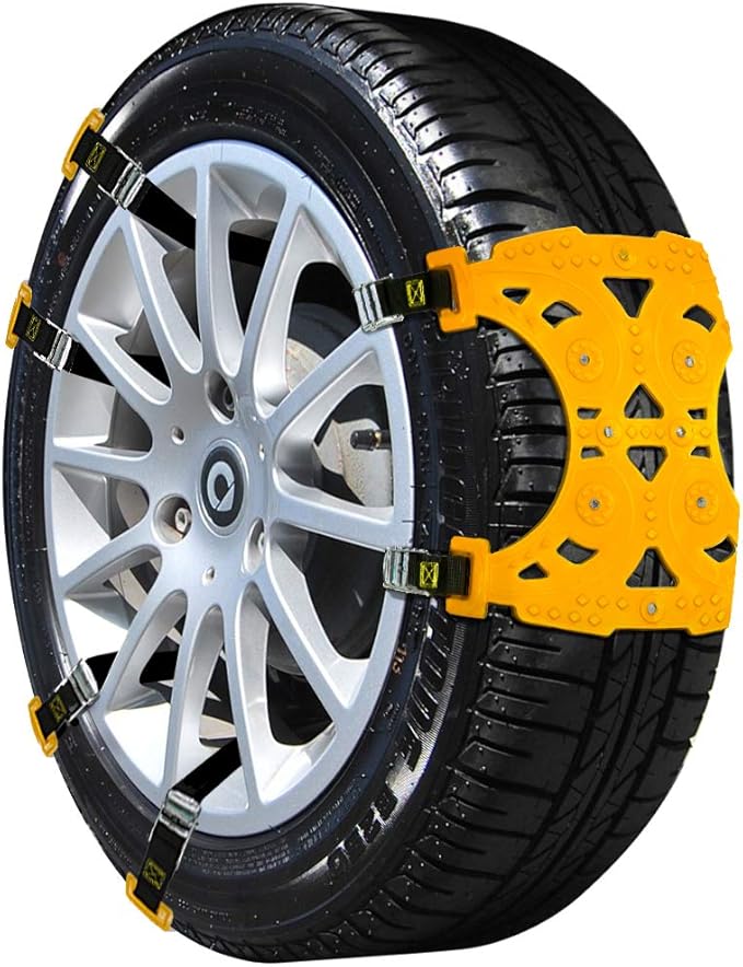 VViViD Heavy Duty Snow Chain Set of 6 for 2 Wheels with Application tool, Work Gloves and Free Carry-Bag for Passenger Cars, 