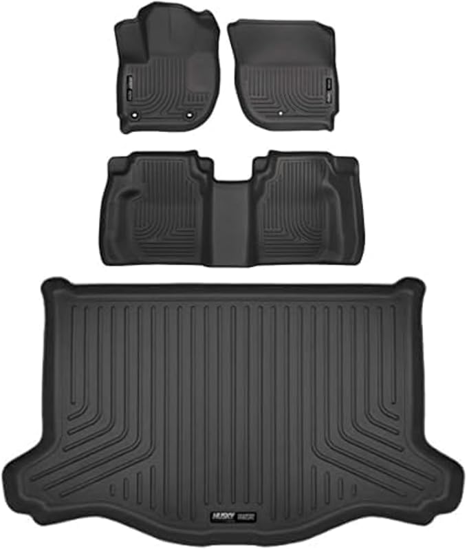 Husky Liners Weatherbeater Floor Mats | Fits 2015 - 2020 Honda Fit | Front & 2nd Row + Cargo, 4-pc. Black