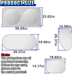 6PCS Reflective Car Windshield Sunshade, Foldable Side Window Sun Shade with Storage Bag for Front & Rear Windshields, Privacy Protection Cover Block UV Rays, Keep Cool for Most Cars