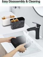 GFWARE Black Toothbrush Holder, Bamboo Toothbrush and Toothpaste Holder with Drainage, Electric Kids Matte Black Toothbrush H