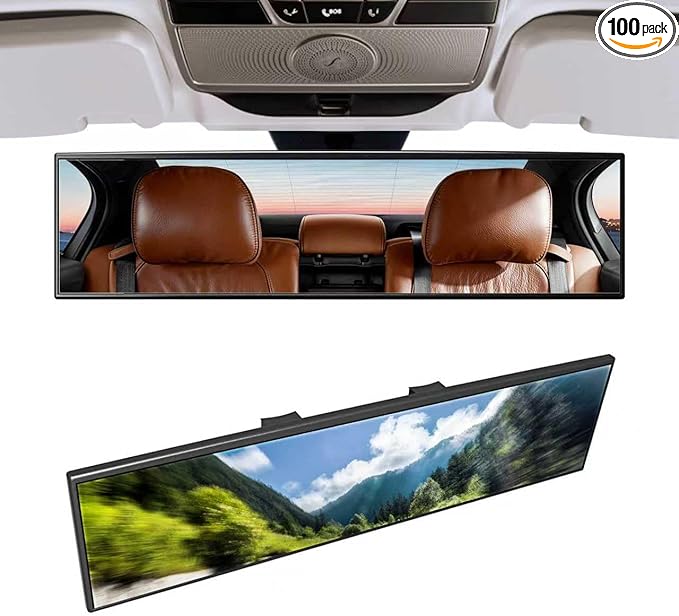 Broadway Panoramic Rear View Mirror Wide Angle Car Mirror Blind Spot Convex Rearview Mirror Essential Rear View Mirror Accessories for Cars SUV Trucks Vehicles (270mm-White)