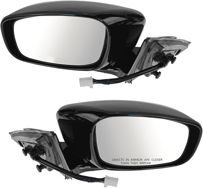 TRQ 2 Piece Driver and Passenger Side Mirror Assembly Set Electric Adjustment Non-Heated No Memory Black Compatible with 2011