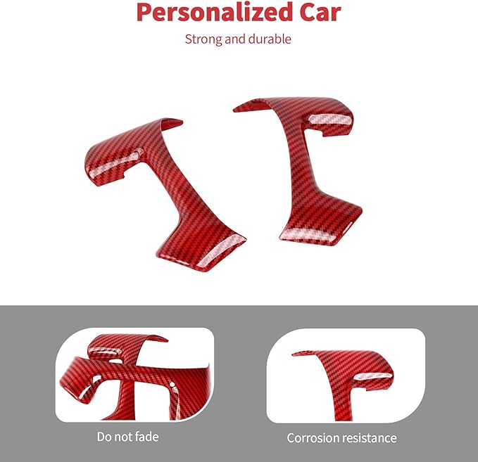 Linskip Steering Wheel Covers Compatible with Avalanche/Suburban/Tahoe/Traverse/Silverado 1500 & Yukon/Sierra 2007-2013, Steering Wheel Trim, Interior Accessories Red Carbon Fiber