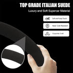 Suede Steering Wheel Cover for Tesla Model 3/Y, Anti Heat, Breathable, Anti-Slip, Leather Steering Wheel Cover 14-14 1/4 in (35.5-36 cm) (Black-01)