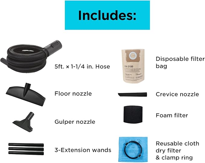 BLACK+DECKER Shop Vacuum Wet and Dry, 5 Gallon 3-in-1 Stainless Steel Shop Vac with Accessories, 4 HP Vacuum Cleaner, for Wor