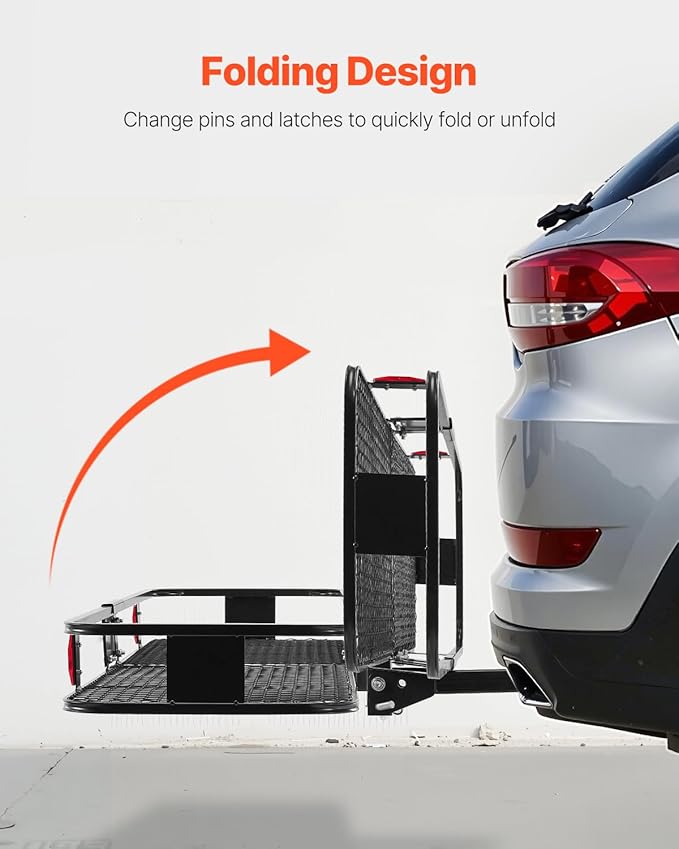 VEVOR 60"x20"x6", Hitch Cargo Carrier, 500 lbs Capacity Hitch Cargo Carrier with Cargo Net & Waterproof Cargo Bag, Folding Hitch Mount Cargo Carrier with Hitch Lock for 2" Receiver, Fit for SUVs