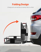 VEVOR 60"x20"x6", Hitch Cargo Carrier, 500 lbs Capacity Hitch Cargo Carrier with Cargo Net & Waterproof Cargo Bag, Folding Hitch Mount Cargo Carrier with Hitch Lock for 2" Receiver, Fit for SUVs