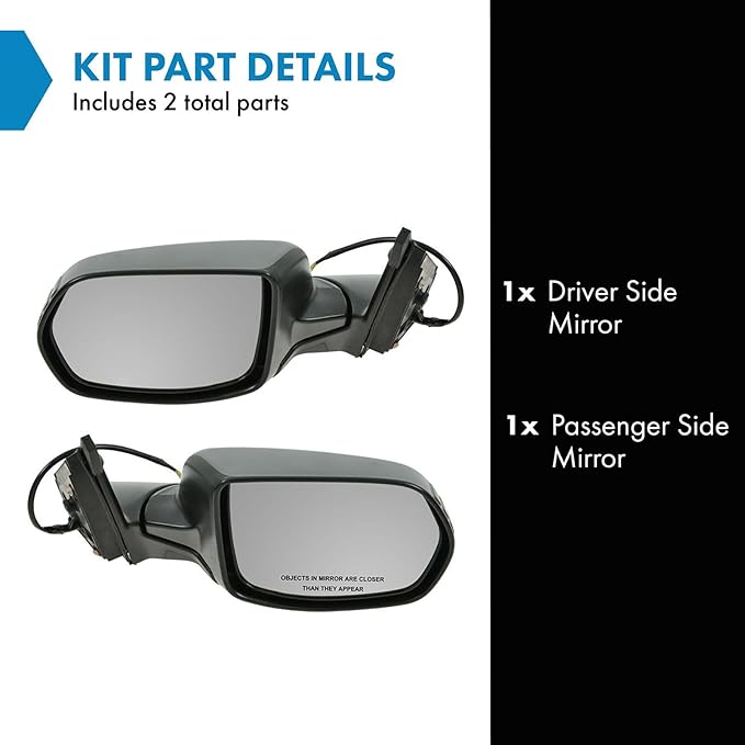 TRQ 2 Piece Driver and Passenger Side Mirror Assembly Set Electric Adjustment Non-Heated No Memory Textured Compatible with 2
