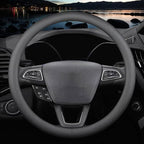 HAOTULE New Nappa Leather car Steering Wheel Cover，for Car Truck SUV 15 inch (Black)